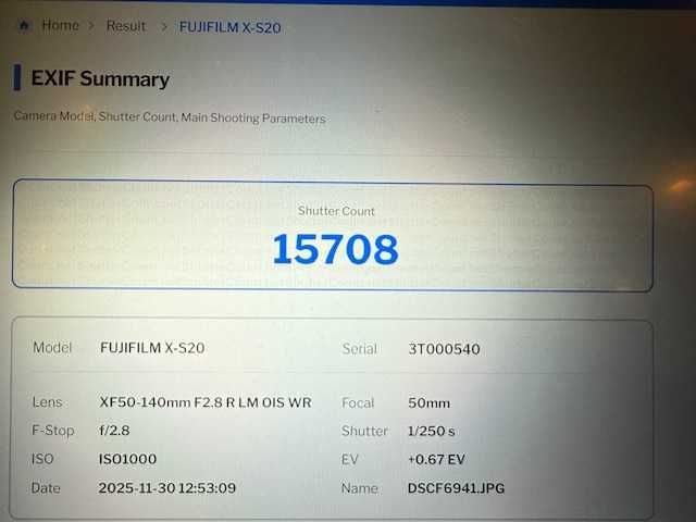 Fujifilm X-S20 Body | I właściciel | Przebieg 15k | Sprawny 100%