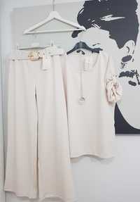 Komplet  kremowy spodnie i bluzka
Rozm 40
