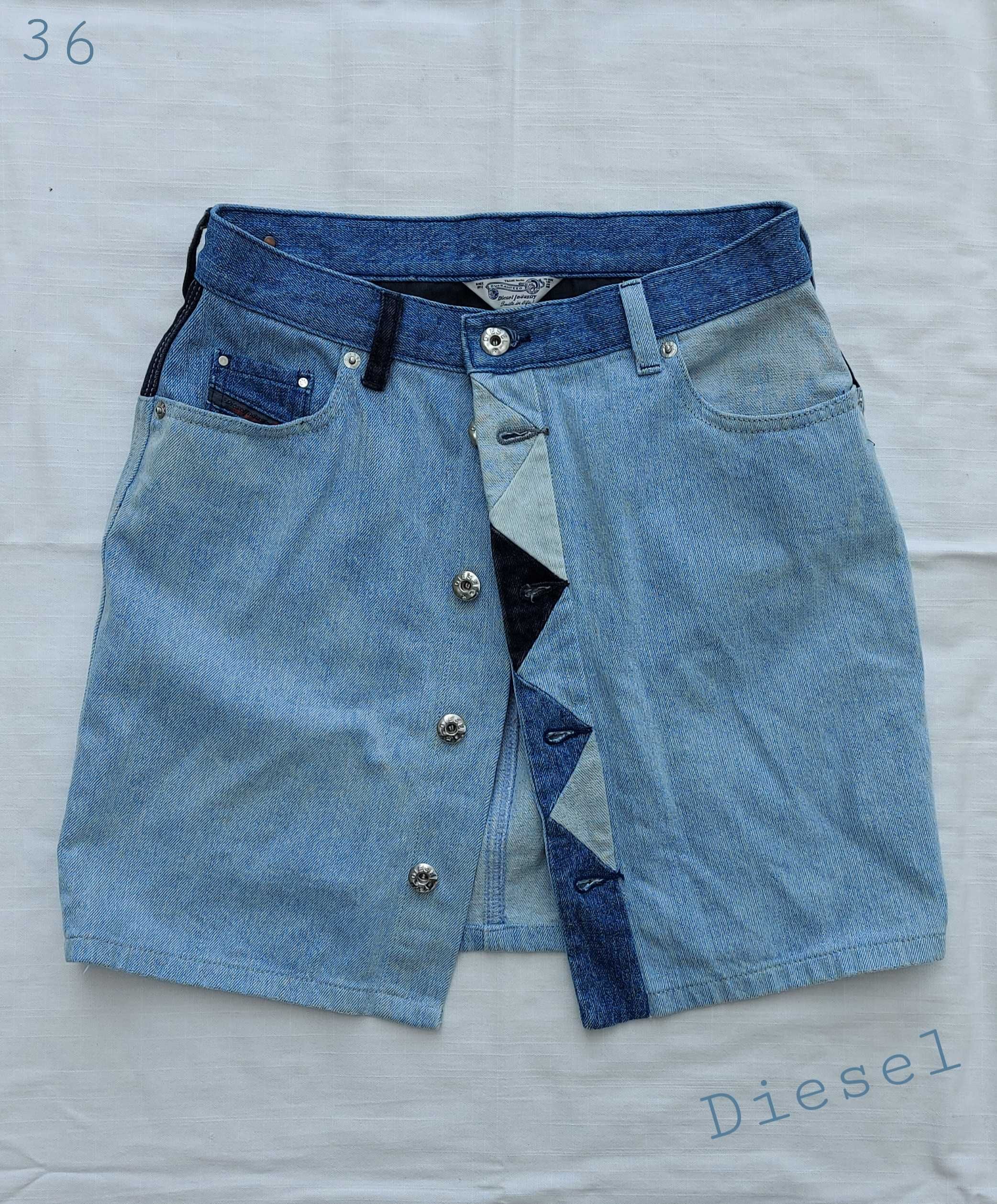 S Diesel jeansowa spódnica mini highwaist patchwork