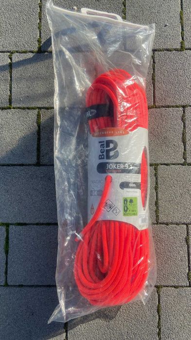 Lina wspinaczkowa BEAL Joker 9.1 Dry Cover 60m potrójny atest ORANGE