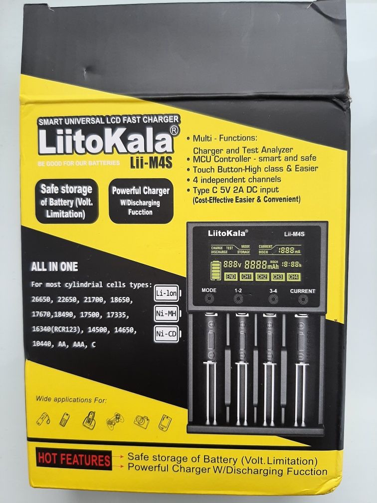 Зарядний пристрій з тестером LiitoKala Lii-M4S для акумуляторів 18650/