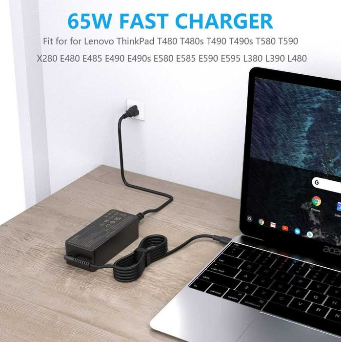 Зарядное устройство 65 Вт для ноутбука Lenovo Type C