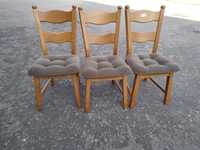 Komplet 5 krzeseł krzesła drewniane dębowe tapicerowane FV DOWÓZ