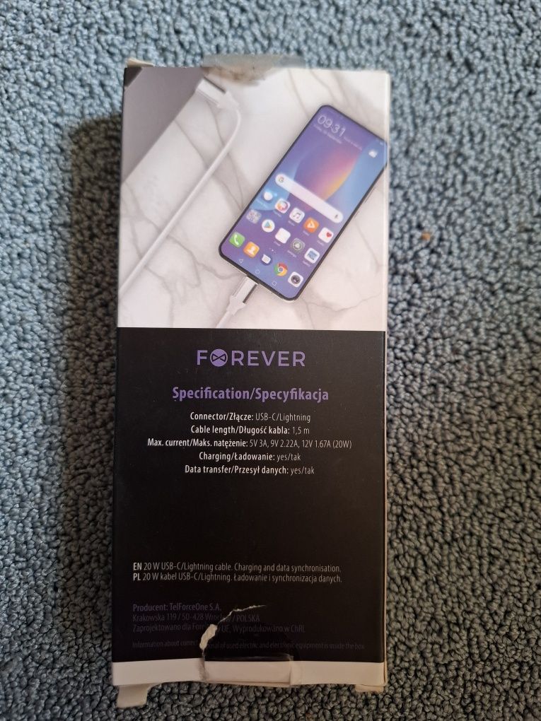 Kabel USB-C - USB-C High Power  25W 1.5m

KABEL FOREVER HIG POWER

Złą