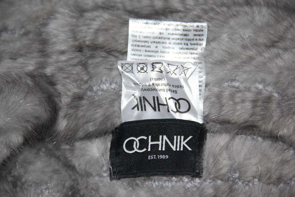 OCHNIK futro z NOREK futerko czapka krolik norki futrzana szara