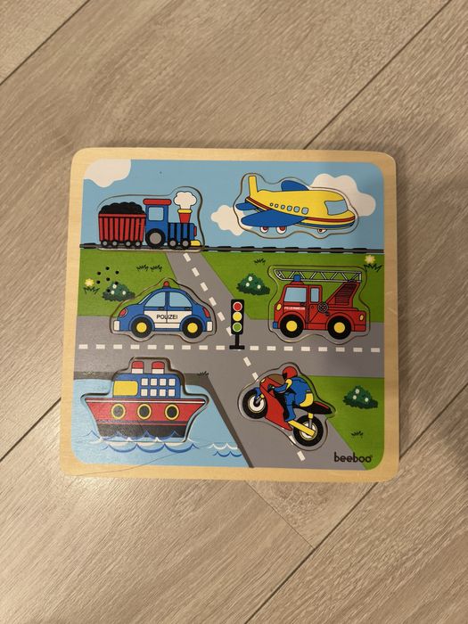 Drewniane układanki dla dzieci + gratis Pluszowy Słoń