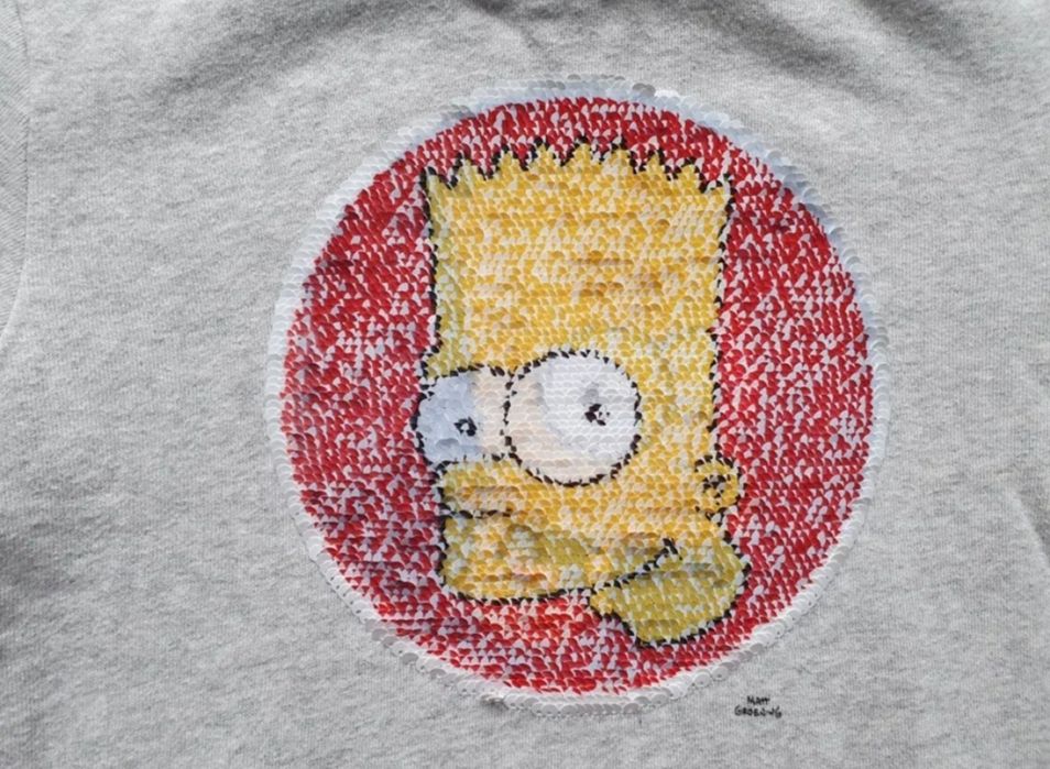 bluza h&m dresowa 122/128 bez kaptura bart simpsons odwracane cekiny