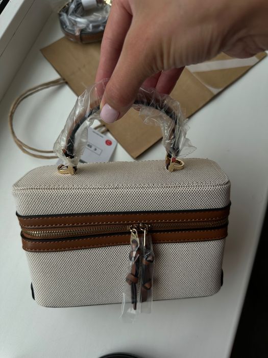 Трендова маленька світла текстильна сумочка Зара Zara