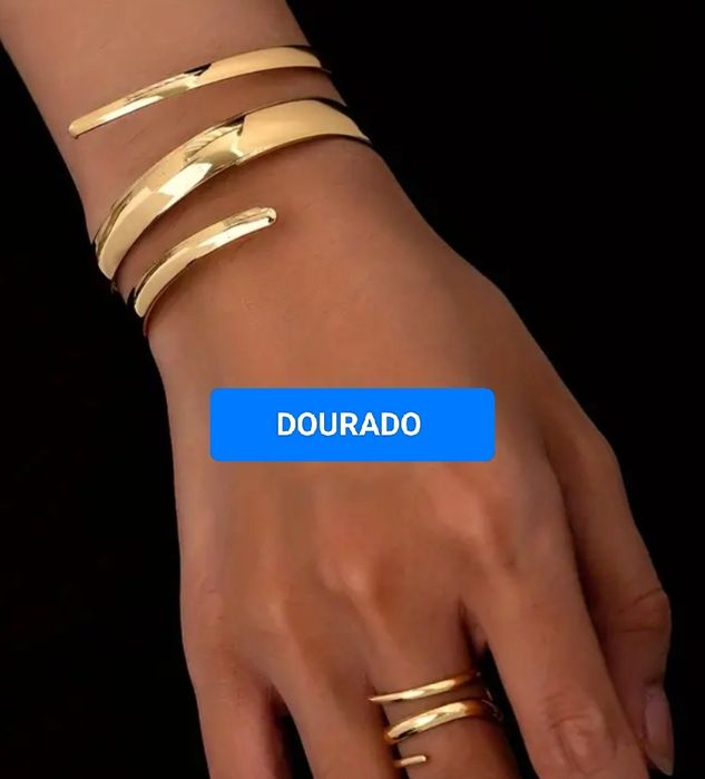 Conjunto em aço anel e pulseira ajustáveis