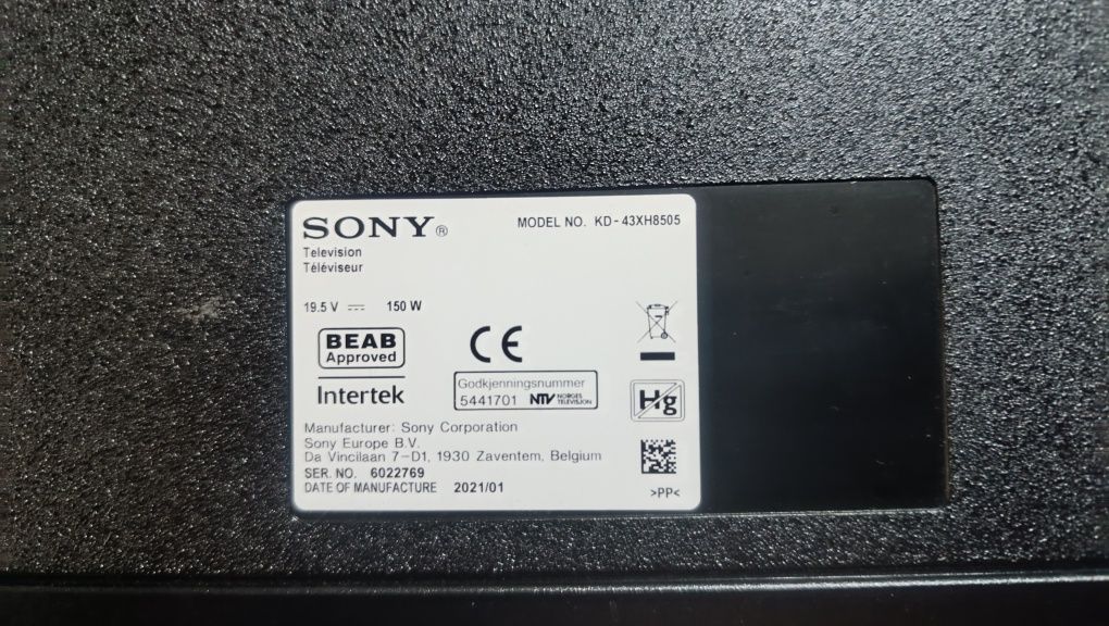 43 дюйма 120Hz SONY KD- 43XH8505 Smart WI-FI T2S2 Bluetooth Android
