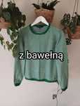 Jesienny sweter w paski, prążki, szew francuski, zielony r.38 M Crew C