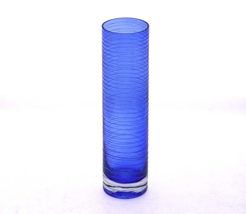 Wazon szklany niebieski kobaltowy z "nasypem cukrowym" wys 24,5cm