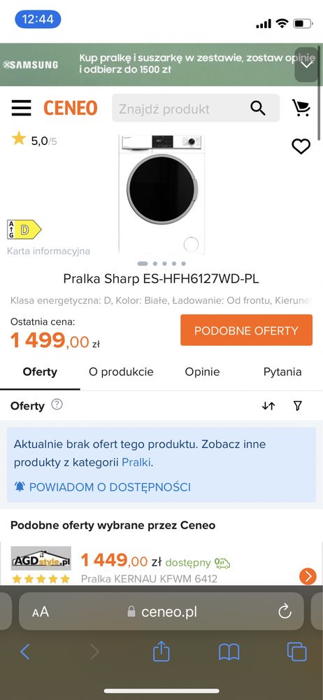 Pralka Sharp nowoczesna praktycznie nowa