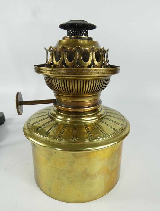 Lampa naftowa brąz EMPIRE brenner LEMPEREUR&BERNARD kominek klosz