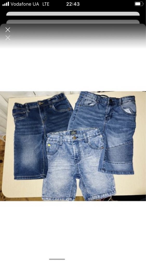 Шорты на мальчика джинсовые котоновые пляжные 1 2 3 4 5 6 7 8 9 10 лет