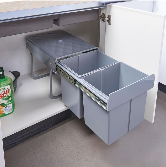Вбудований смітник en.casa Froland для кухні, висувний сортувальник см