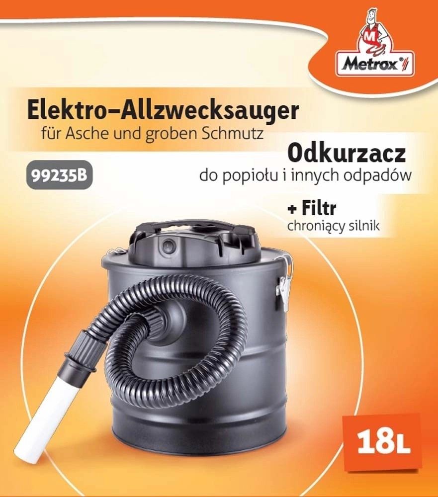 Odkurzacz do kominka, do popiołu Metrox 99235B 1200 W 18 l