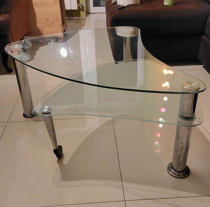 Stolik kawowy szklany stół regulowany z ruchomym dołem