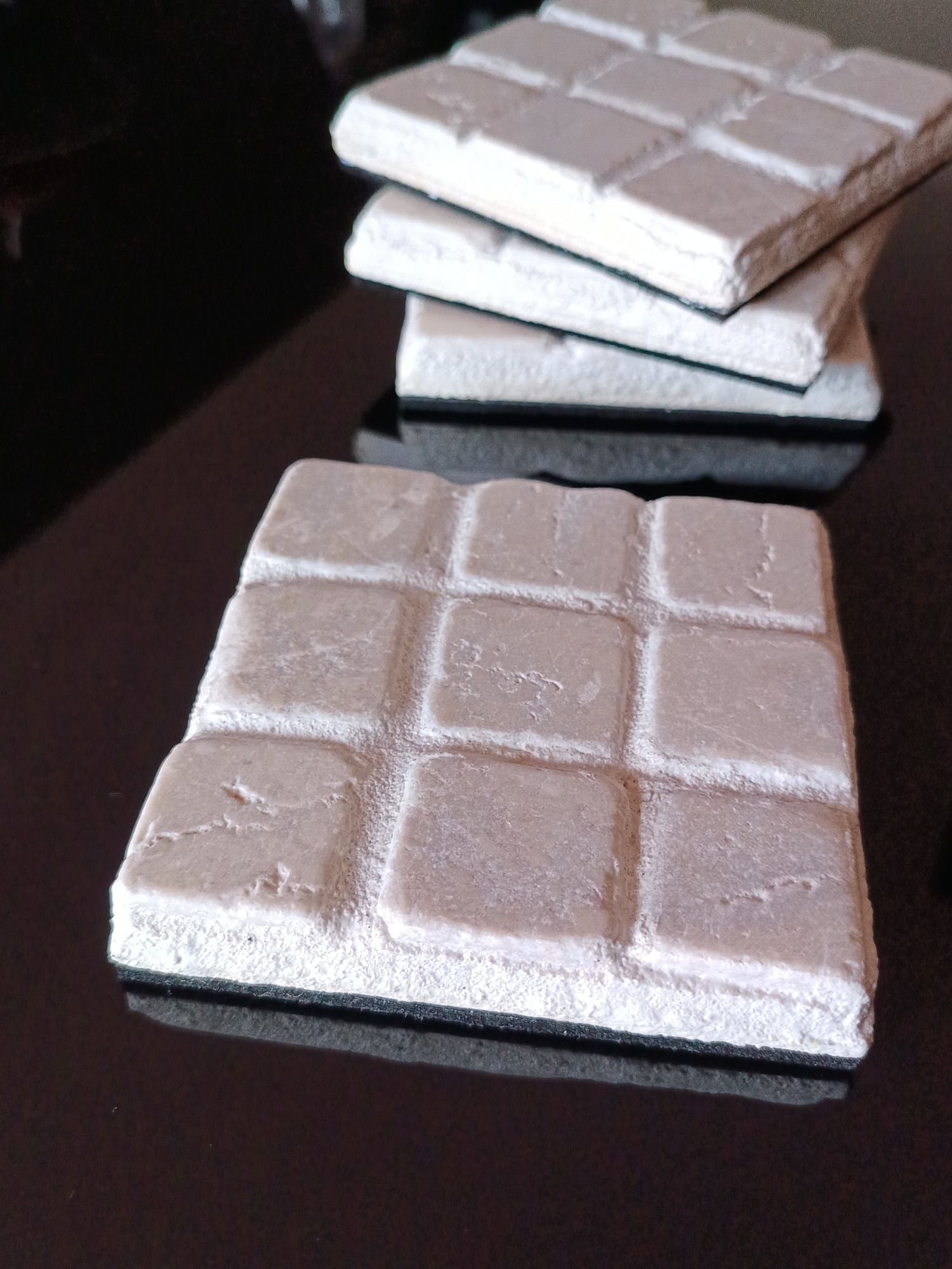4 bases para copos em cerâmica natural