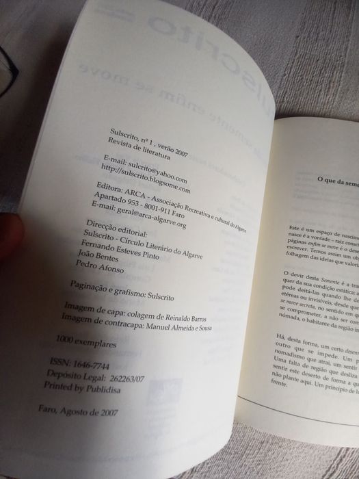 Revista de poesia Sulscrito num 1 verão de 2007