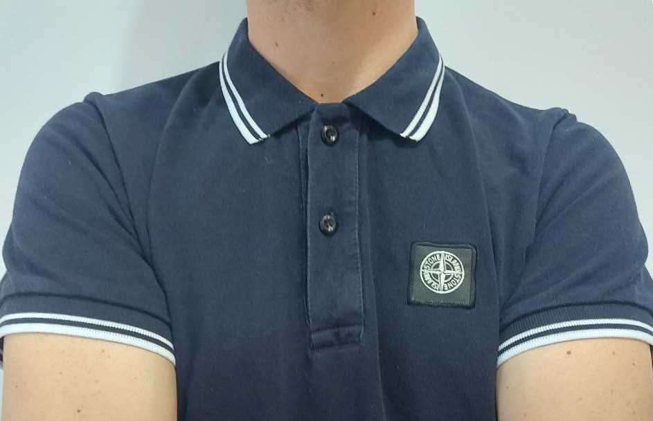 Stone Island 5815 koszulka polo męska granatowa bawełniana rozmiar L