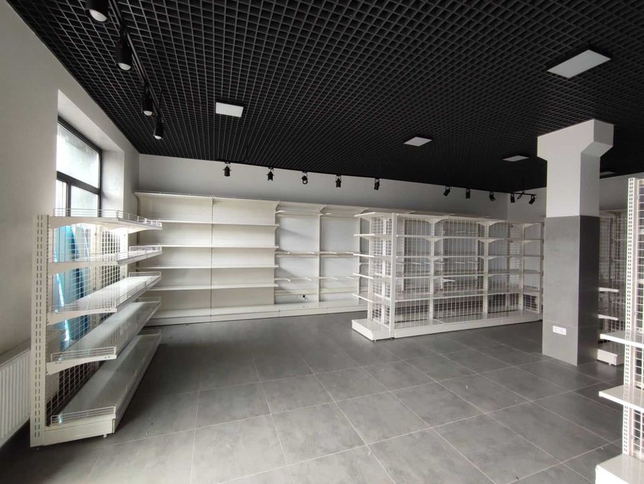 Торгові стелажі. Каси, прилавкиДСП, касові апарати, холод. В наявності