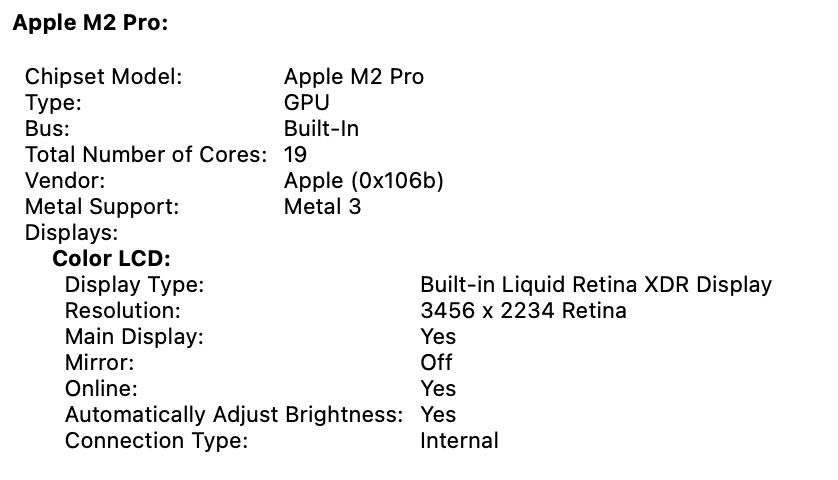 MacBook Pro 16’ 2023 19-Core GPU M2 Pro 32GB 1TB 97%