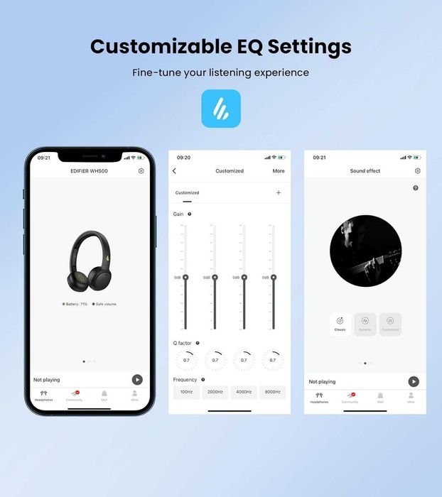 ⇒ Edifier WH500 – это накладные беспроводные нушники с 40ч. звука