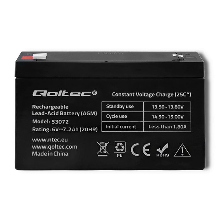 Akumulator AGM Qoltec 6V 7.2Ah HQ bezobsługowy alarm samochodzik autko