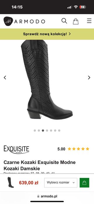 Kozaki czarne ażurowe ze skóry naturalnej