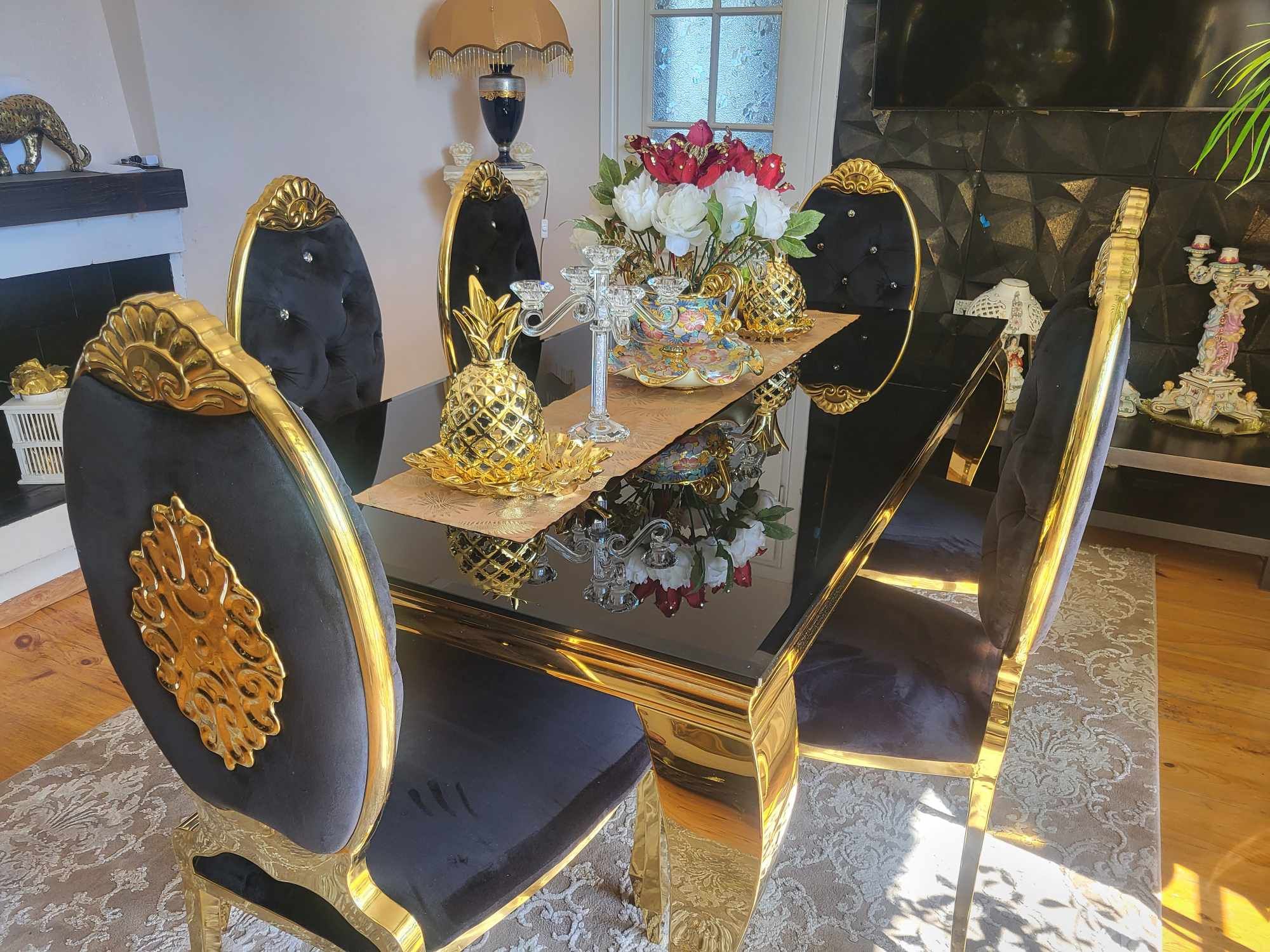 Stół glamur + 6 krzeseł