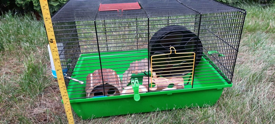 Klatka dla chomika, akcesoria, kołowrotek,  domek