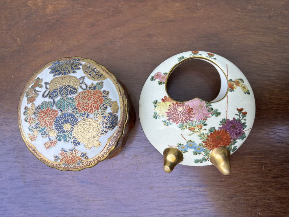 Caixa e Cesto Porcelana Chinesa dourada