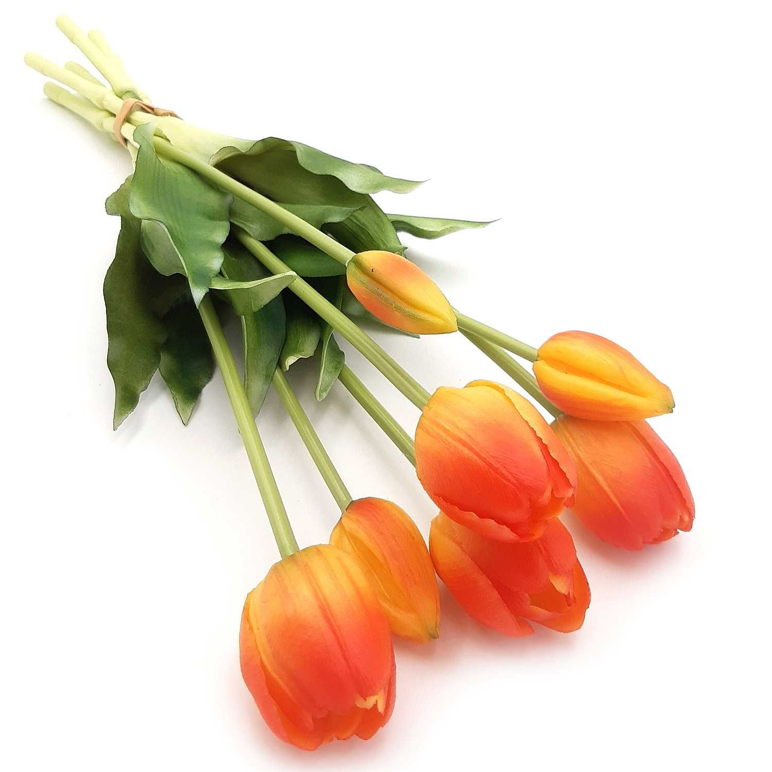Tulipany silikonowe pomarańczowe bukiet 7szt sztuczne tulipany