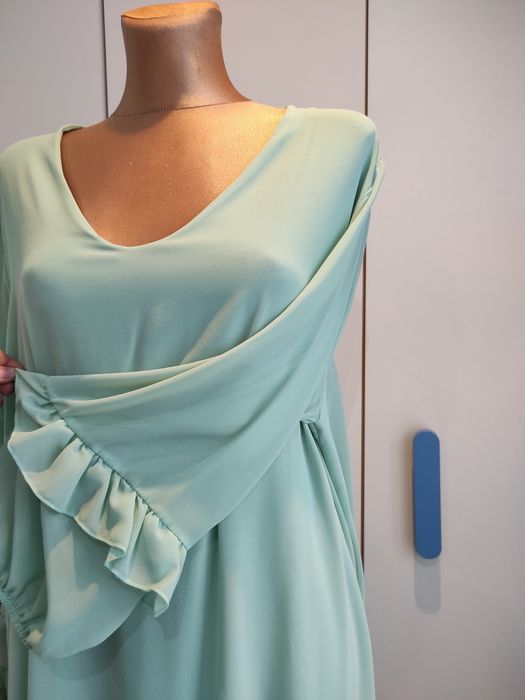 Luźna miętowa sukienka New Collection