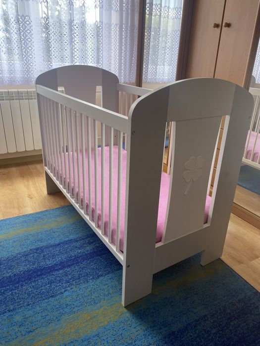 Łóżeczko Klupś Nati Koniczynka z materacem Rucken