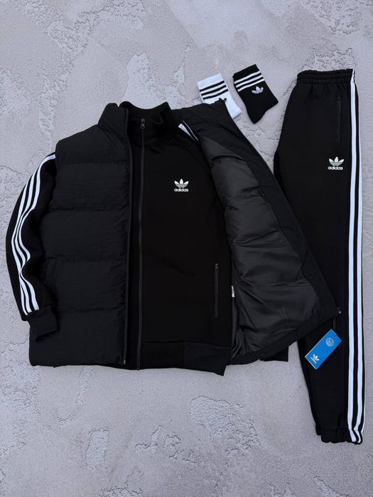 Чоловічий зимній спортивний костюм фліс адідас комплект Adidas xs-3xl