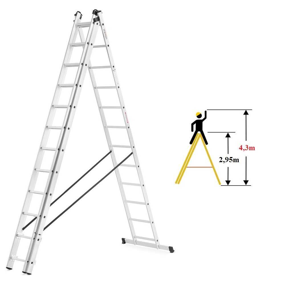 Drabina 3x11 HEco PROFESSIONAL o zasięgu roboczym max. do 8,45 m