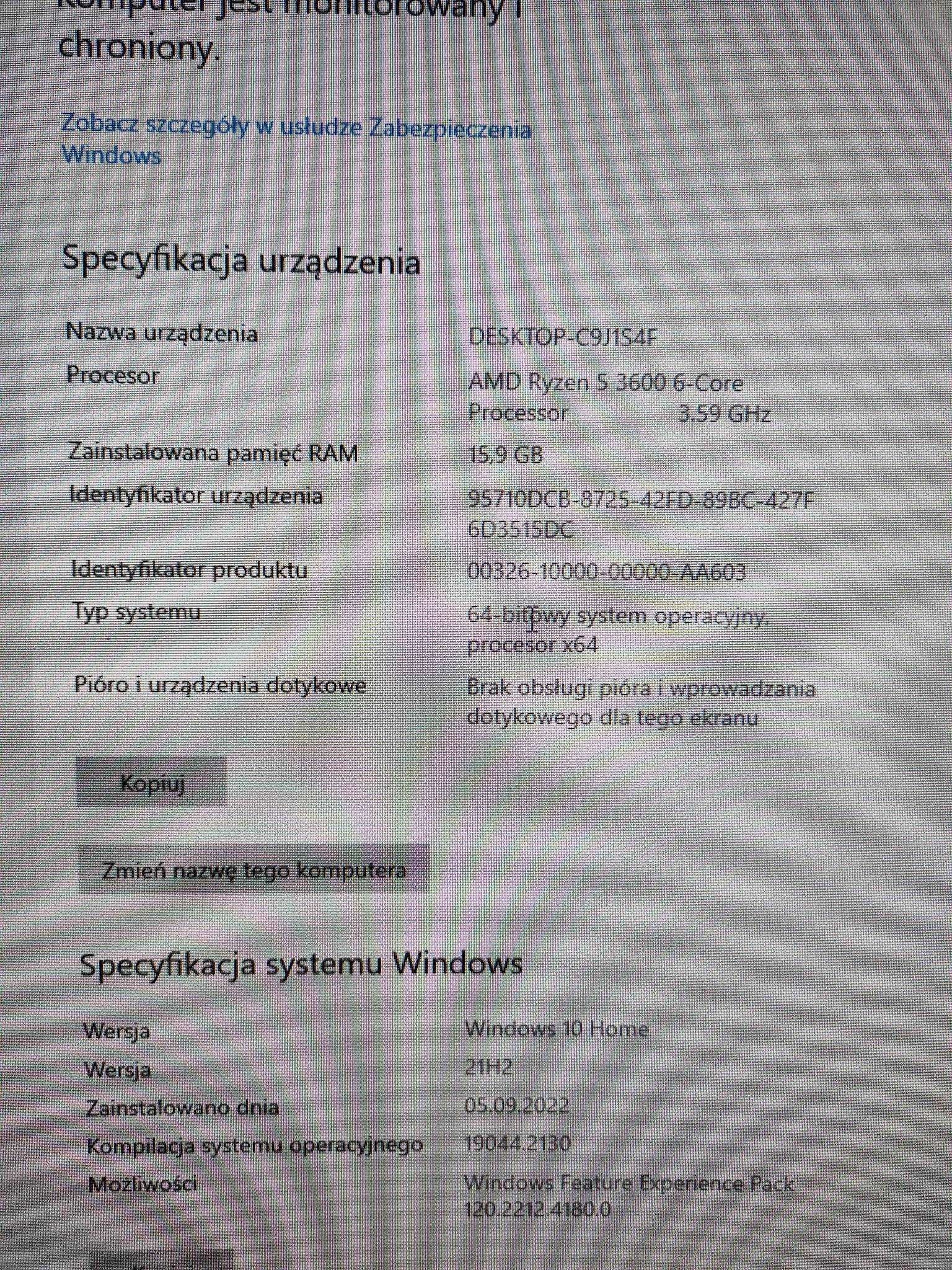 Komputer  Gamingowy  PC  Okazja    Ryzen3600 16gb ram Ssd AIO SPC AOC