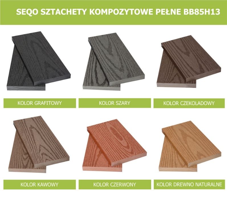 Sztacheta kompozytowa PEŁNA 85x13 SEQO Standard