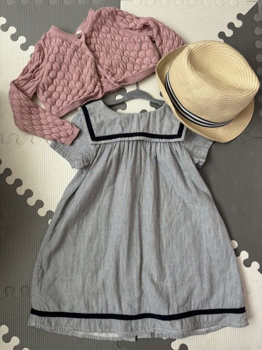 Zestaw h&m w rozm. 104: sukienka, sweterek i kapelusz