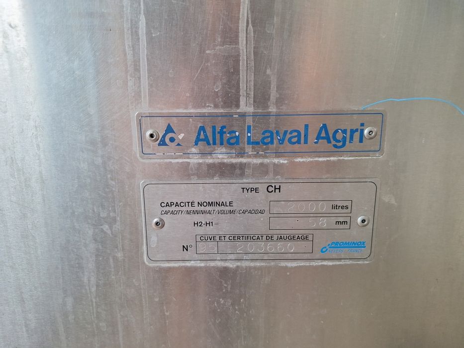 Schładzalnik mleka 2000l Alfa Laval