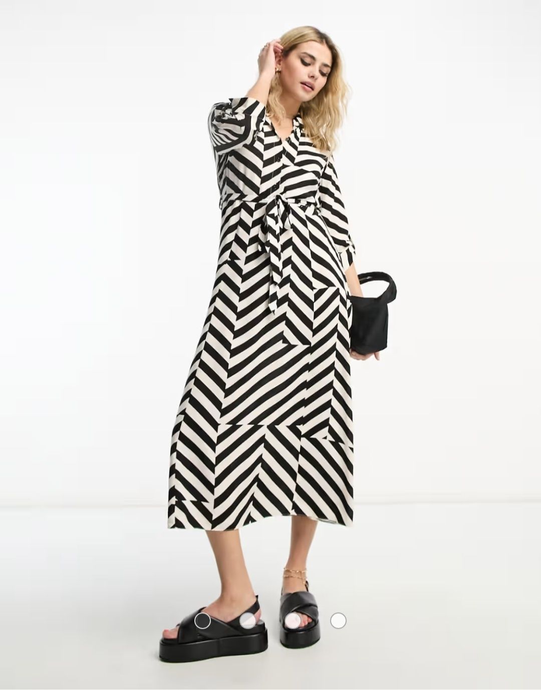 New Look Extra czarna wzorzysta Sukienka Koszulowa z paskiem 34 _ XS