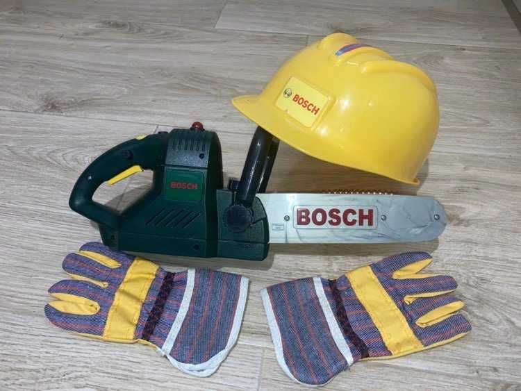 BOSCH zestaw drwala dla dzieci, piła łańcuchowa, kask, rękawiczki