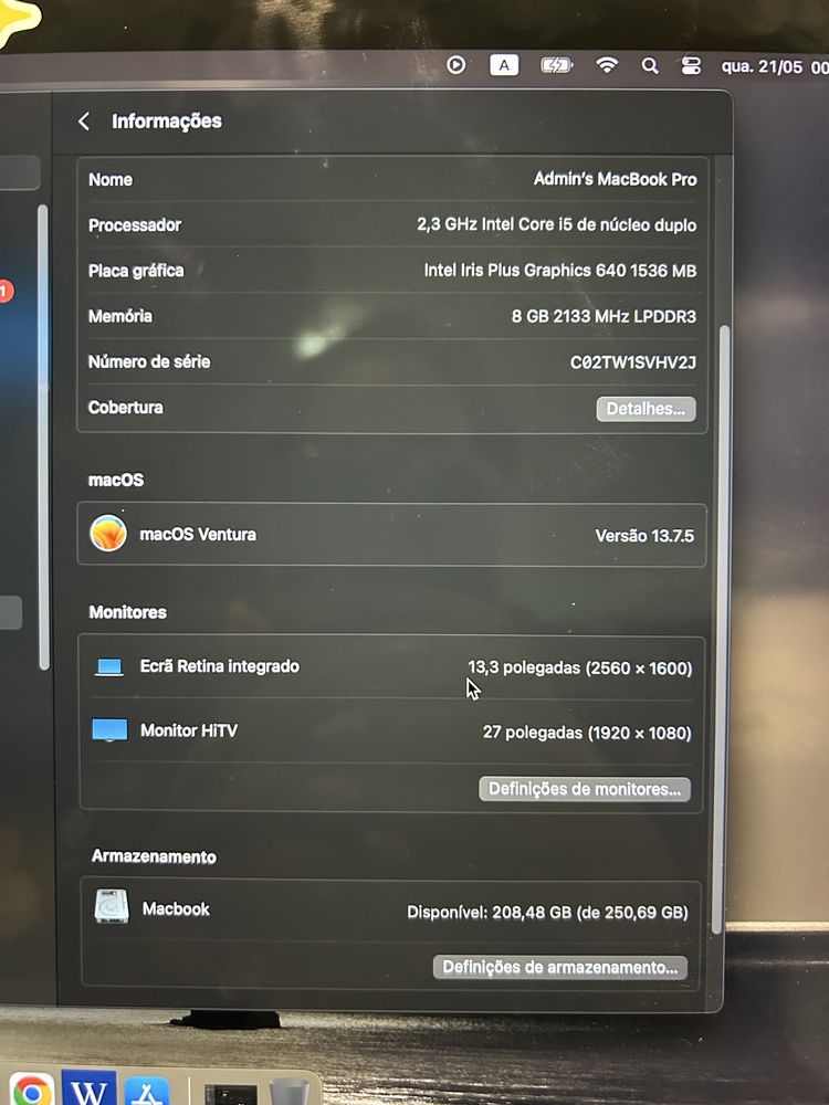 Macbook Pro 13 | I5 2.3 GHz | 8GB RAM | SSD 250GB
