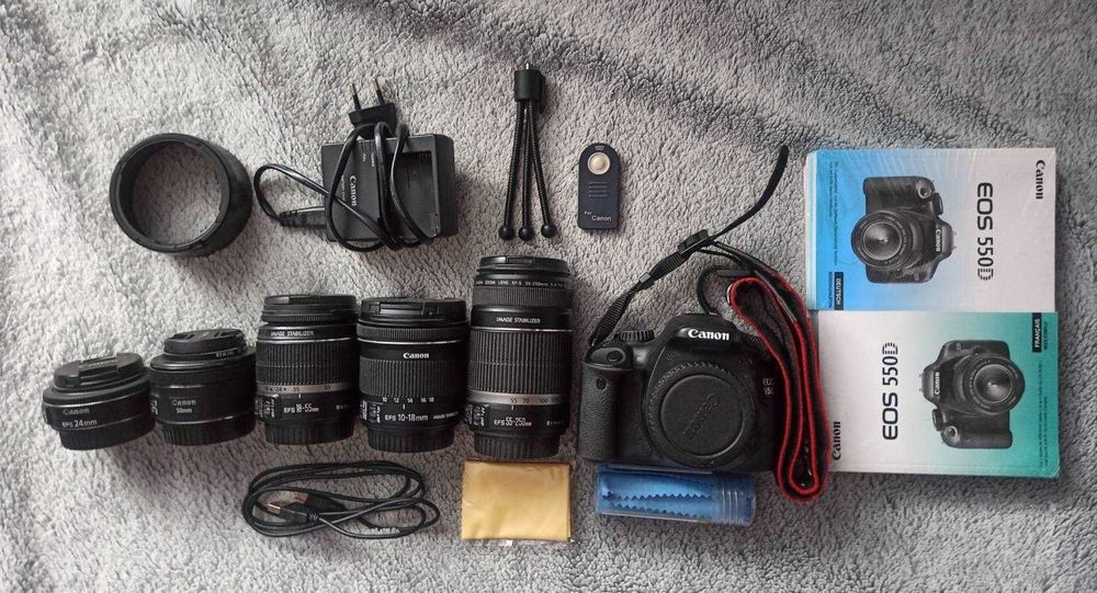 Canon 550D + zestaw obiektywów