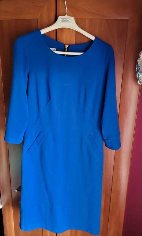 Niebieska elegancka Sukienka defacto 36 dłuższa sukienka