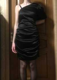 Сукня  чорна атласна асиметрична/на одне плече