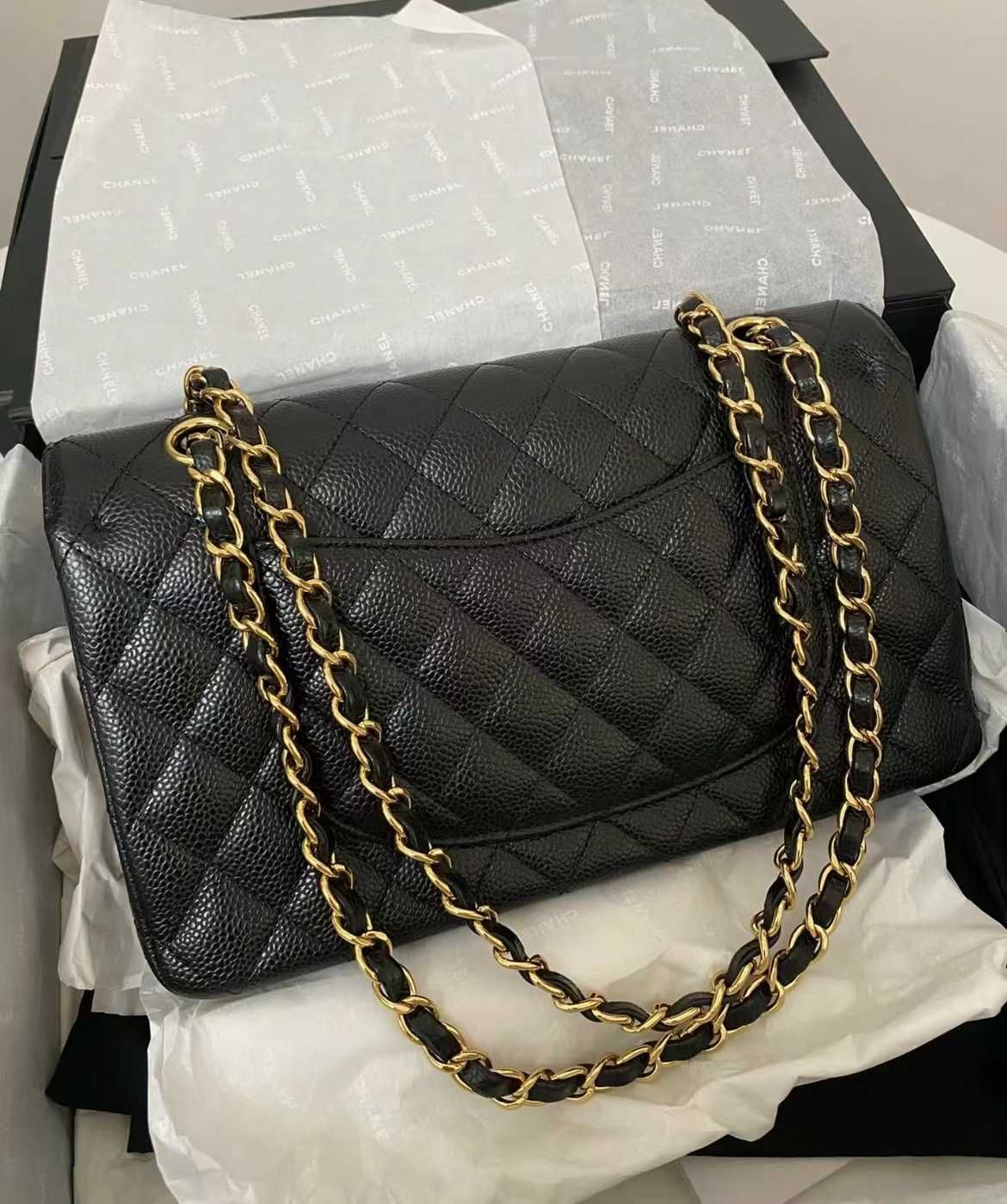 CHANEL CF black leather crossbody bag