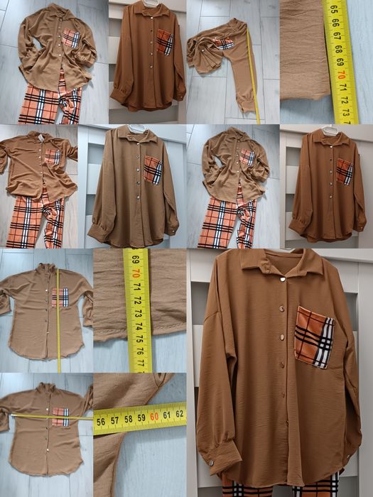 Zestaw 3 cz. krata uni na S M L xl łegi koszula + bluza komplet dres o